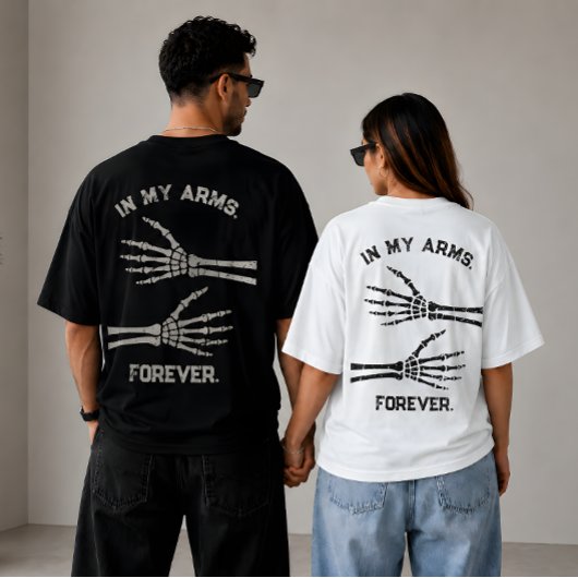 永遠の愛を腕に 骸骨の手のペアTシャツ Tシャツ