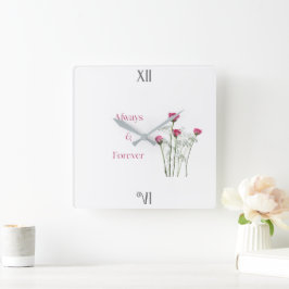 永遠の愛を飾る フローラル ロマンティック アニバーサリークロック スクエア壁時計