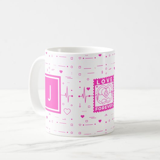 永遠の愛イニシャルをカスタマイズ コーヒーマグカップ (正面左)