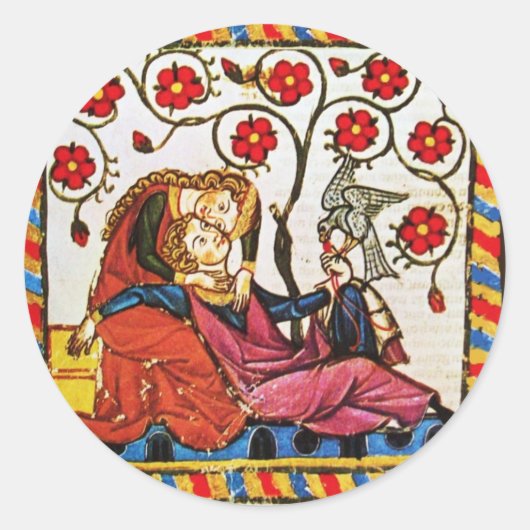 永遠の愛バレンタインデーの羊皮紙 ラウンドシール (正面)