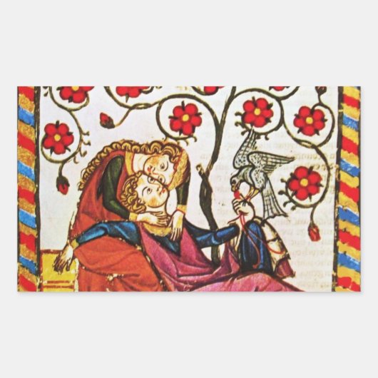 永遠の愛バレンタインデーの羊皮紙 長方形シール (正面)