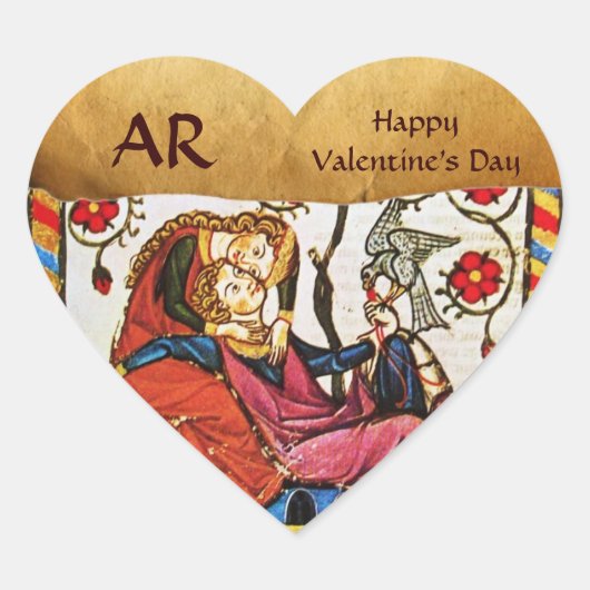 永遠の愛バレンタインハートモノグラムパーチメント ハートシール (正面)