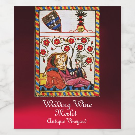 永遠の愛モノグラムロマン結婚ティーズ赤 ワインラベル (シングルラベル)