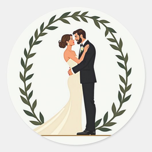 永遠の愛結婚のカップルのステッカー ラウンドシール (正面)
