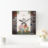 「永遠の愛：カップルの時計セット」 スクエア壁時計 (ホーム)