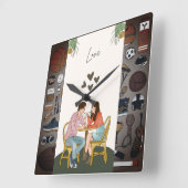 「永遠の愛：カップルの時計セット」 スクエア壁時計 (傾斜)