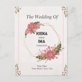 永遠の愛：シンプル結婚式招待状 ポストカード