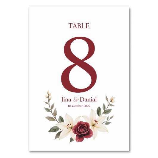 永遠の愛 テーブルナンバー (正面)