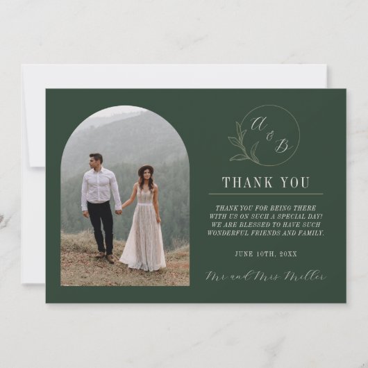 永遠の愛 | ディープグリーン | ウェディング サンキューカード (正面)