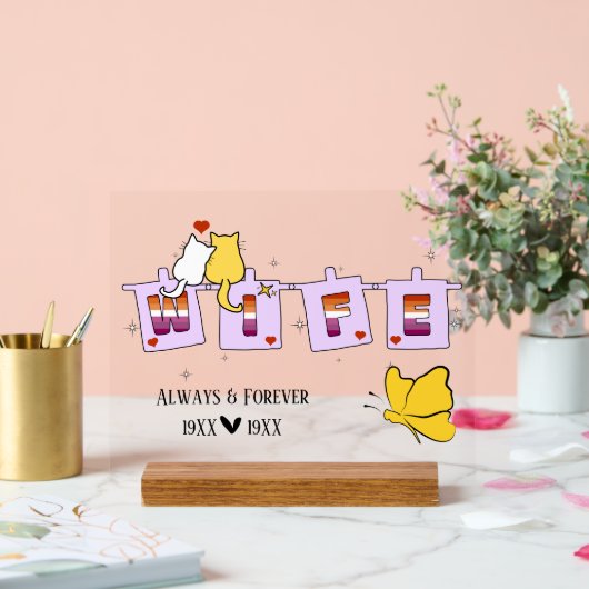 永遠の愛 レズビアン フラッグ 妻 アクリル製品 アクリルサイン (ウェディング)