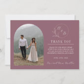 永遠の愛 | 深いマウヴ | ウェディング サンキューカード (正面)