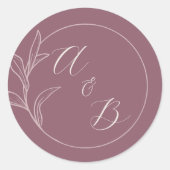 永遠の愛 | 深いマウヴ | 結婚式の招待 ラウンドシール (正面)