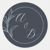 永遠の愛 | 深い青 | 結婚式の招待 ラウンドシール (正面)