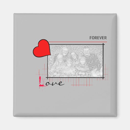 永遠の愛 赤いハート フォト マグネット (正面)