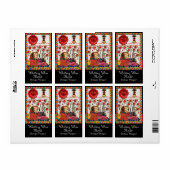 永遠の愛、赤いワックスシール結婚のワイン ラベル (フルシート)