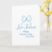 永遠の愛 青いリボン ハッピー バレンタインデー 名前入り d カード (黄色い花)