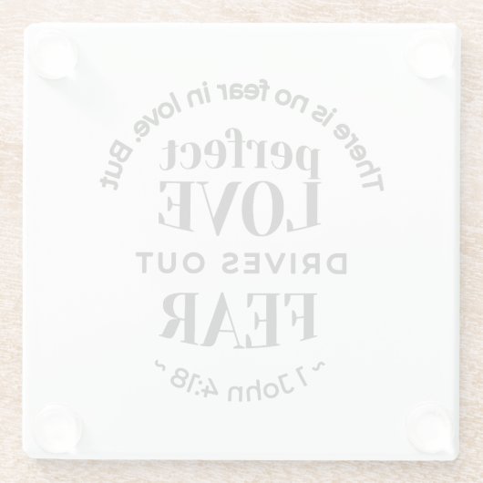 永遠の愛 – 1ヨハネ4:18聖なる書物、 経典引用文アート ガラスコースター (裏面)