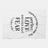 永遠の愛 – 1ヨハネ4:18聖なる書物、 経典引用文アート キッチンタオル (横)