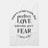 永遠の愛 – 1ヨハネ4:18聖なる書物、 経典引用文アート キッチンタオル (縦)