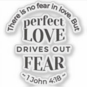 永遠の愛 – 1ヨハネ4:18聖なる書物、 経典引用文アート シール (正面)