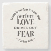 永遠の愛 – 1ヨハネ4:18聖なる書物、 経典引用文アート ストーンコースター (正面)