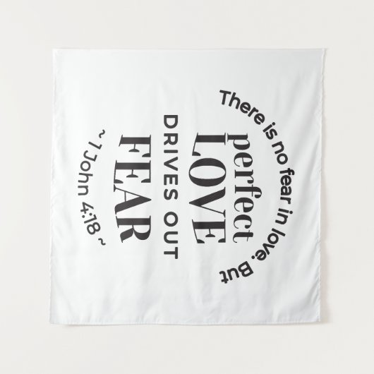 永遠の愛 – 1ヨハネ4:18聖なる書物、 経典引用文アート タペストリー (正面(横))