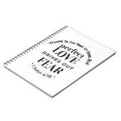 永遠の愛 – 1ヨハネ4:18聖なる書物、 経典引用文アート ノートブック (左側)