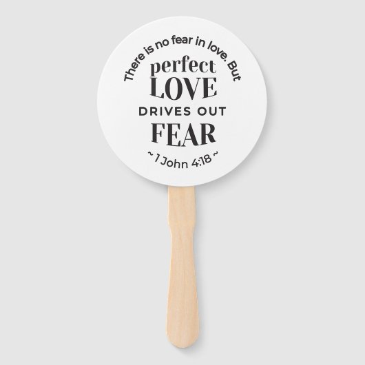 永遠の愛 – 1ヨハネ4:18聖なる書物、 経典引用文アート ハンドファン (正面)