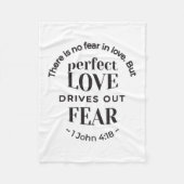 永遠の愛 – 1ヨハネ4:18聖なる書物、 経典引用文アート フリースブランケット (正面)