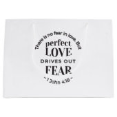 永遠の愛 – 1ヨハネ4:18聖なる書物、 経典引用文アート ラージペーパーバッグ (正面)