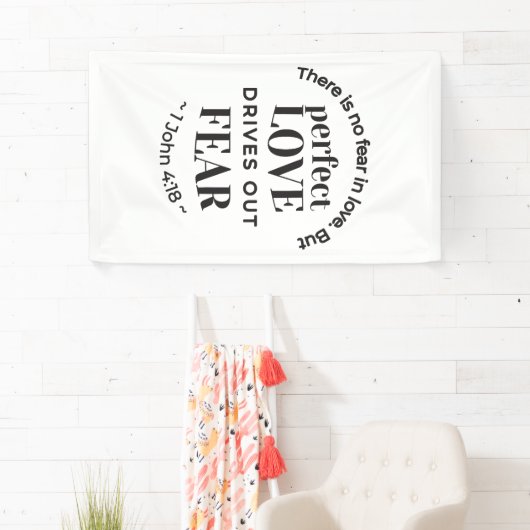 永遠の愛 – 1ヨハネ4:18聖なる書物、 経典引用文アート 横断幕 (インサイチュ)