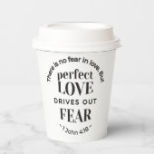 永遠の愛 – 1ヨハネ4:18聖なる書物、 経典引用文アート 紙コップ (正面)