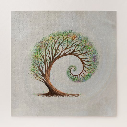 永遠の成長 – 黄金比スパイラルツリー ジグソーパズル (縦)