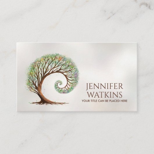 永遠の成長 – 黄金比スパイラルツリー 名刺 (正面)