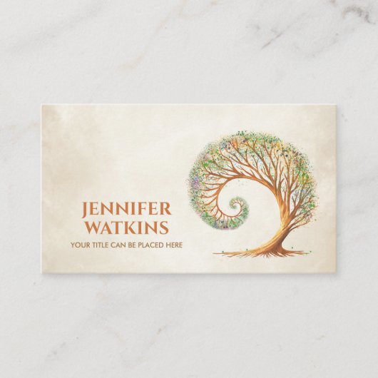 永遠の成長 – 黄金比スパイラルツリー 名刺 (正面)