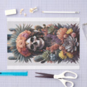 永遠の戦士、先住民アメリカのスカルのデコパージュ 薄葉紙 (クラフト)