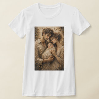 永遠の抱擁 – 3Dマイクロモザイク家族の肖像画 Tシャツ