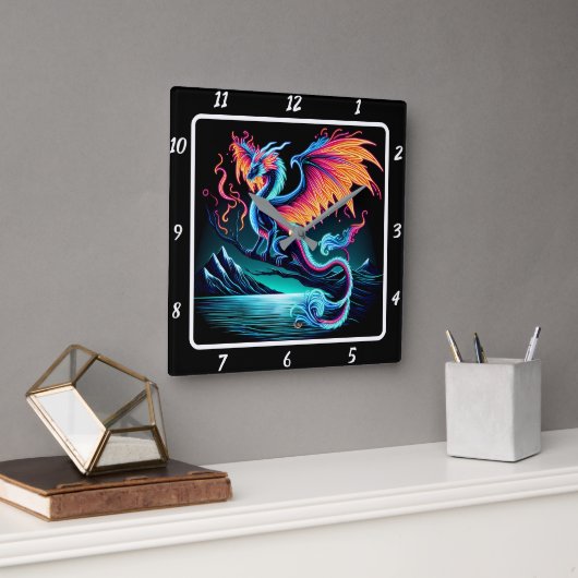 永遠の明るいネオン スクエア壁時計 (オフィス)