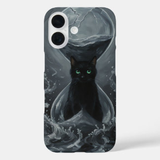 永遠の時計砂時計:時の黒猫 iPhone 16ケース