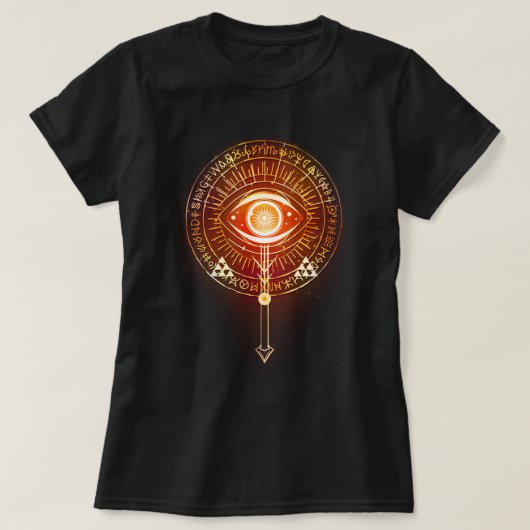 永遠の暗い神秘的なアーキーンの目(赤) Tシャツ (デザイン正面)