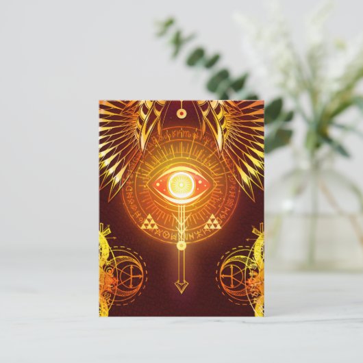 永遠の暗い神秘的な目オカルトのシンボルレッド ポストカード (スタンド正面)