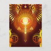 永遠の暗い神秘的な目オカルトのシンボルレッド ポストカード (正面)