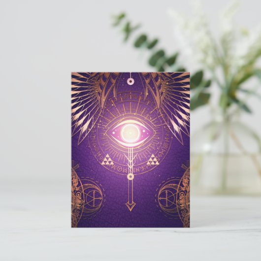 永遠の暗い神秘的な目オカルトシンボルパープル ポストカード (スタンド正面)