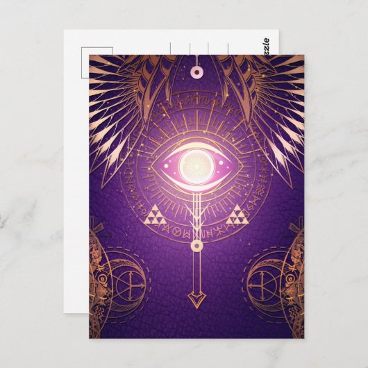 永遠の暗い神秘的な目オカルトシンボルパープル ポストカード (正面/裏面)