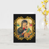 永遠の母マ救済リー猫の女の子 カード (黄色い花)