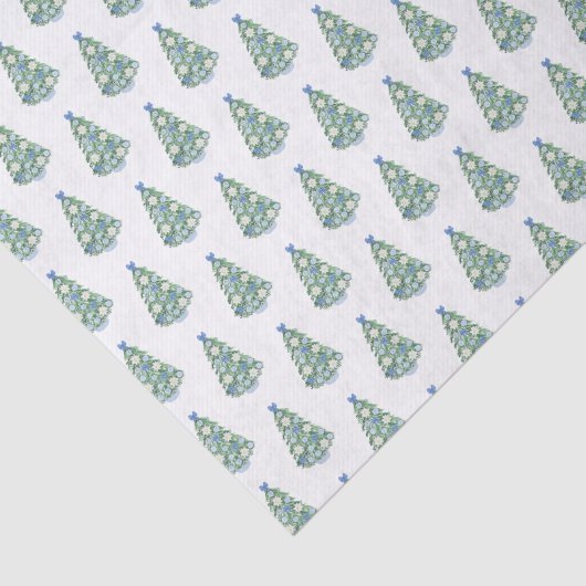 永遠の水の色の青と白のクリスマスツリー 薄葉紙 (詳細)