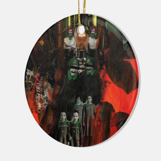 永遠の炎の双子シュールレアリストコラージアート セラミックオーナメント (左)