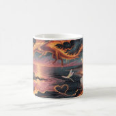 永遠の炎ドラゴン炎の海の愛マグ コーヒーマグカップ (中央)