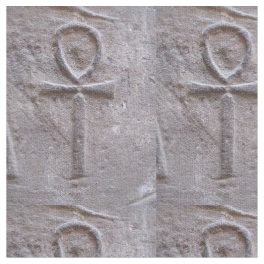 永遠の生命のエジプト人のAnkhのhieroglyphic記号 ファブリック (クローズアップ)