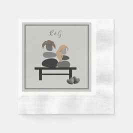 永遠の石のカップル結婚ボホズ 縁ありカクテルナプキン